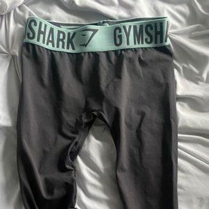 Gymshark Seamless Charcoal Leggings with Teal Band